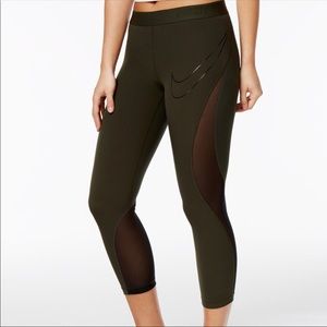 Nike Pro Hypercool Olive Leggings with Mesh